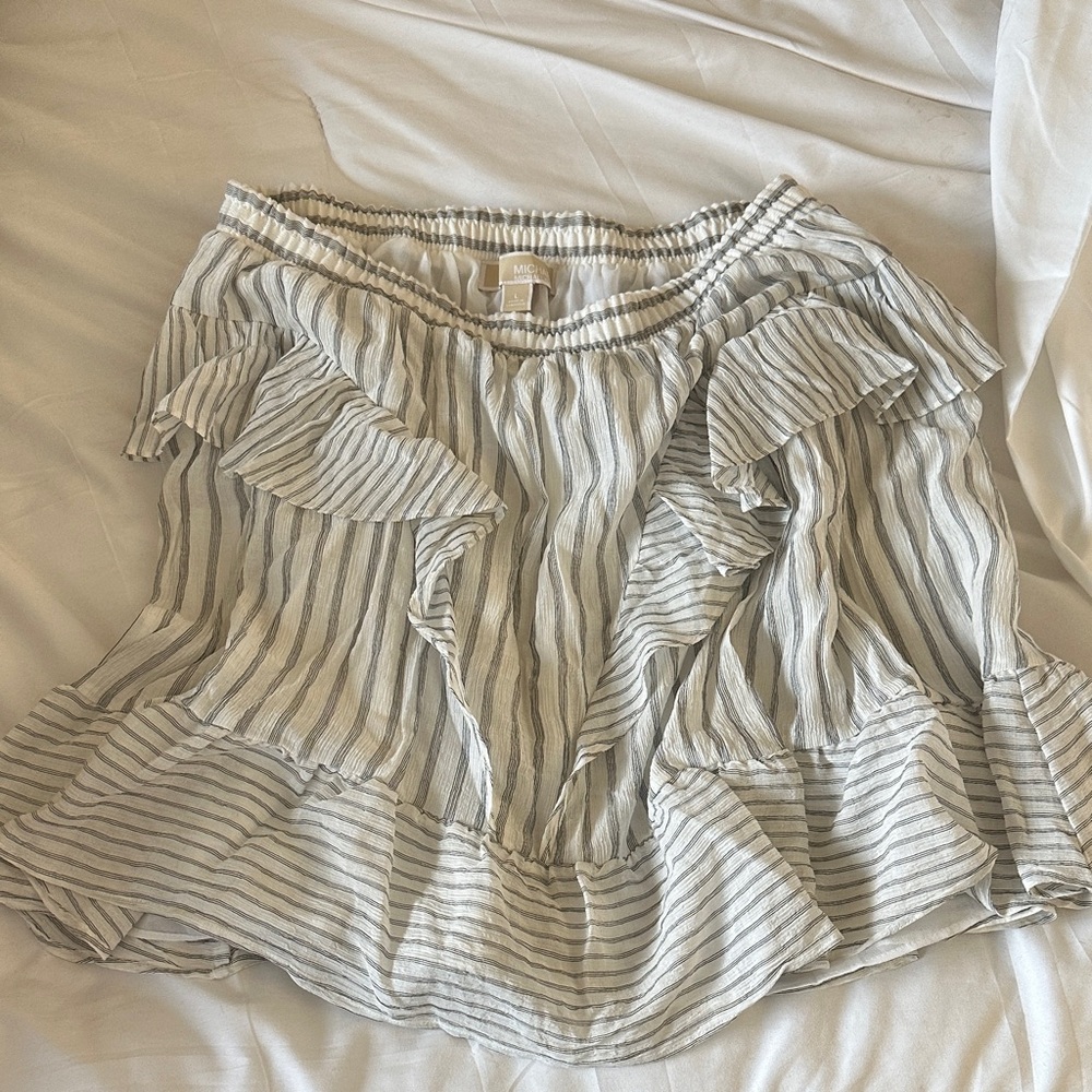 Michael Kors Gray Striped Mini Skirt